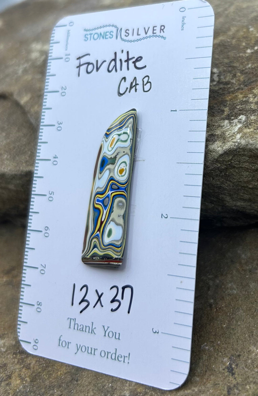 AAA+ Fordite/Detroit Freeform Cabochon 13x37mm - Fordite