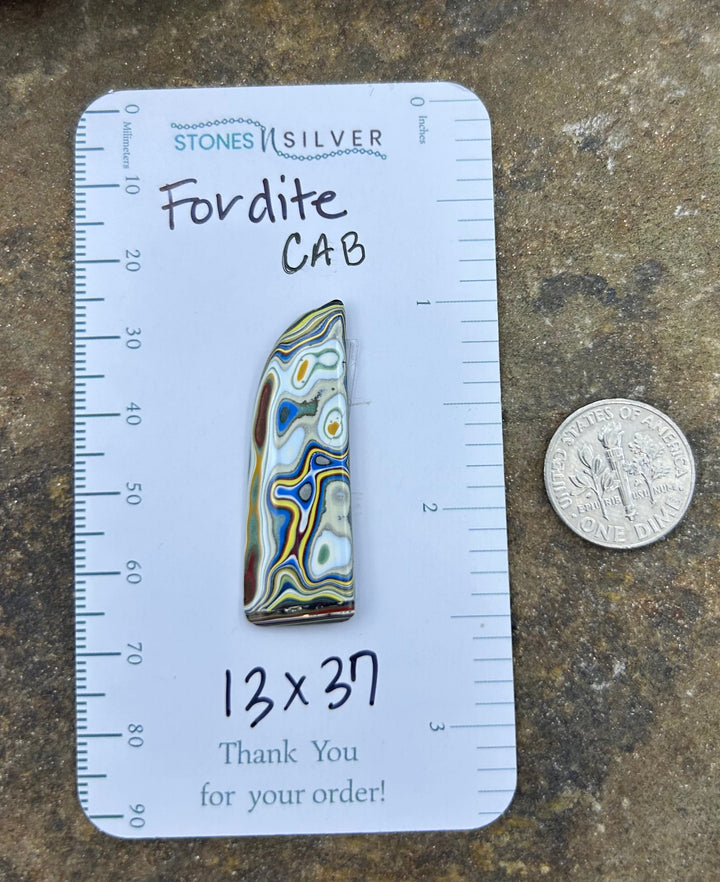 AAA+ Fordite/Detroit Freeform Cabochon 13x37mm - Fordite