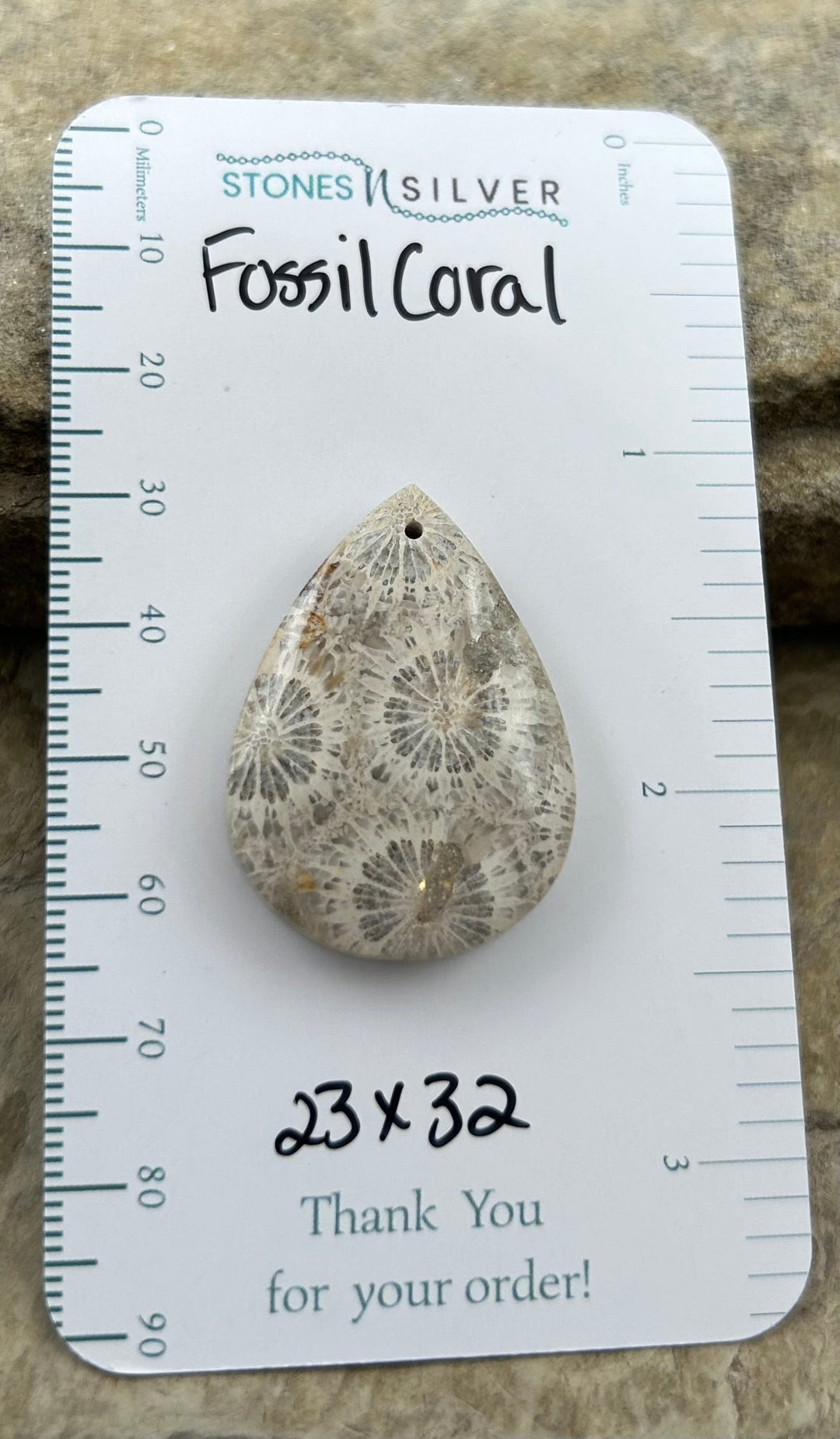 AAA+ Fossil Coral Focal Pendant Bead 23x32mm - Fossil Coral