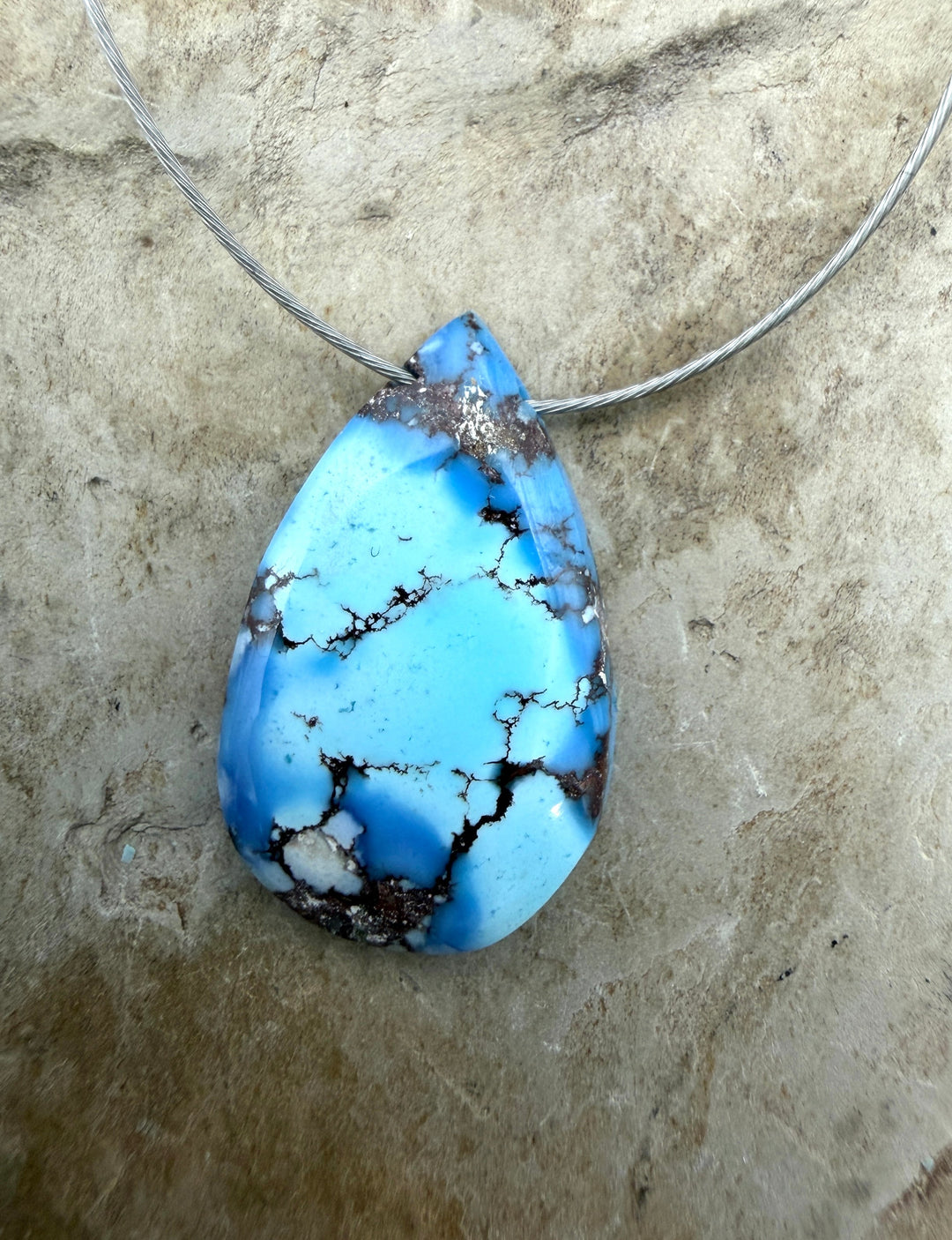 AAA+ Golden Hills Turquoise Pendant (Side Drilled) 12x20mm