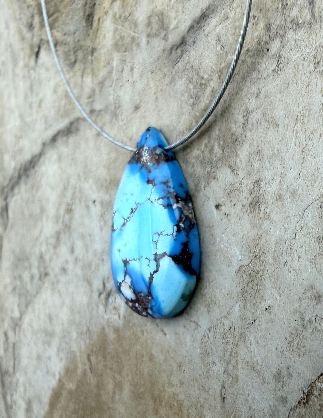 AAA+ Golden Hills Turquoise Pendant (Side Drilled) 12x20mm