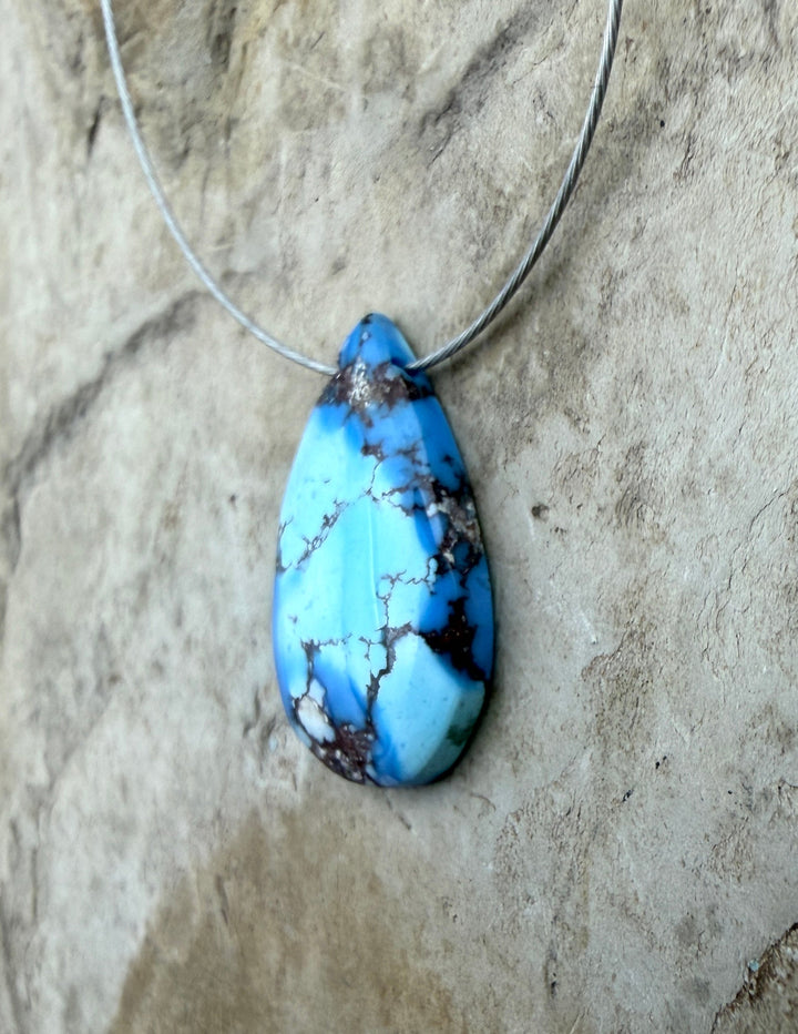 AAA+ Golden Hills Turquoise Pendant (Side Drilled) 12x20mm