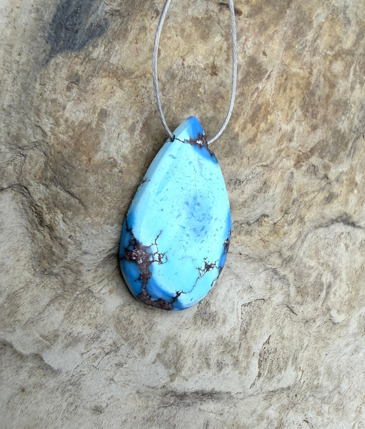 AAA+ Golden Hills Turquoise Pendant (Side Drilled) 12x20mm