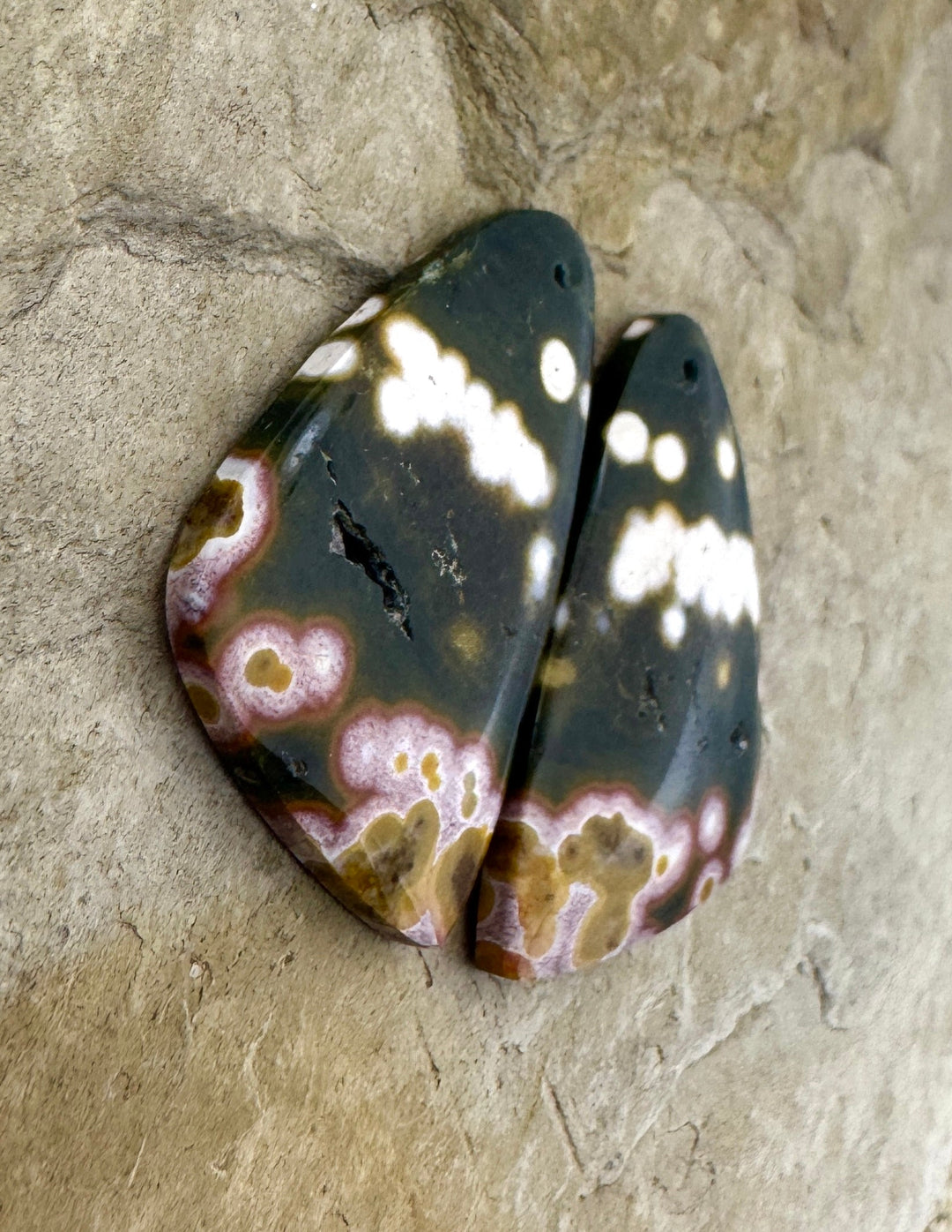 High Quality Ocean Jasper BIG Matching Earring Slab Bead