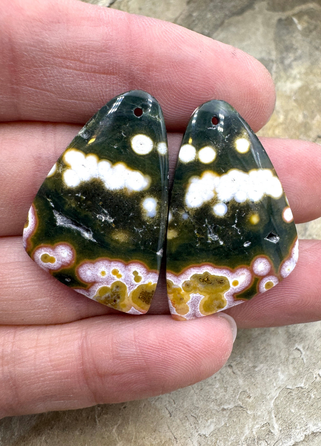 High Quality Ocean Jasper BIG Matching Earring Slab Bead