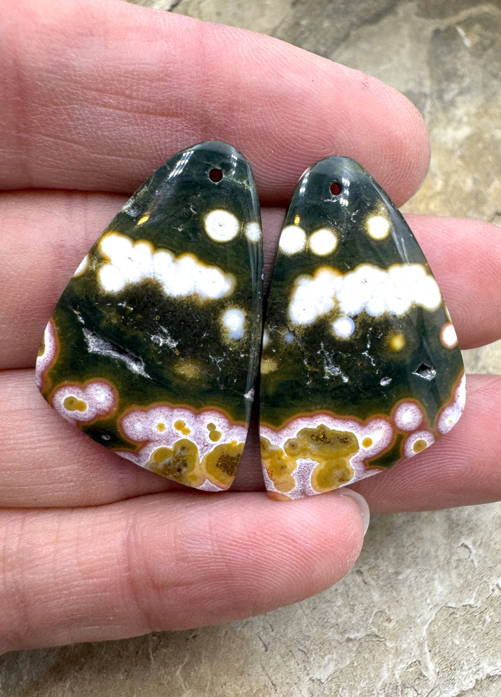 High Quality Ocean Jasper BIG Matching Earring Slab Bead