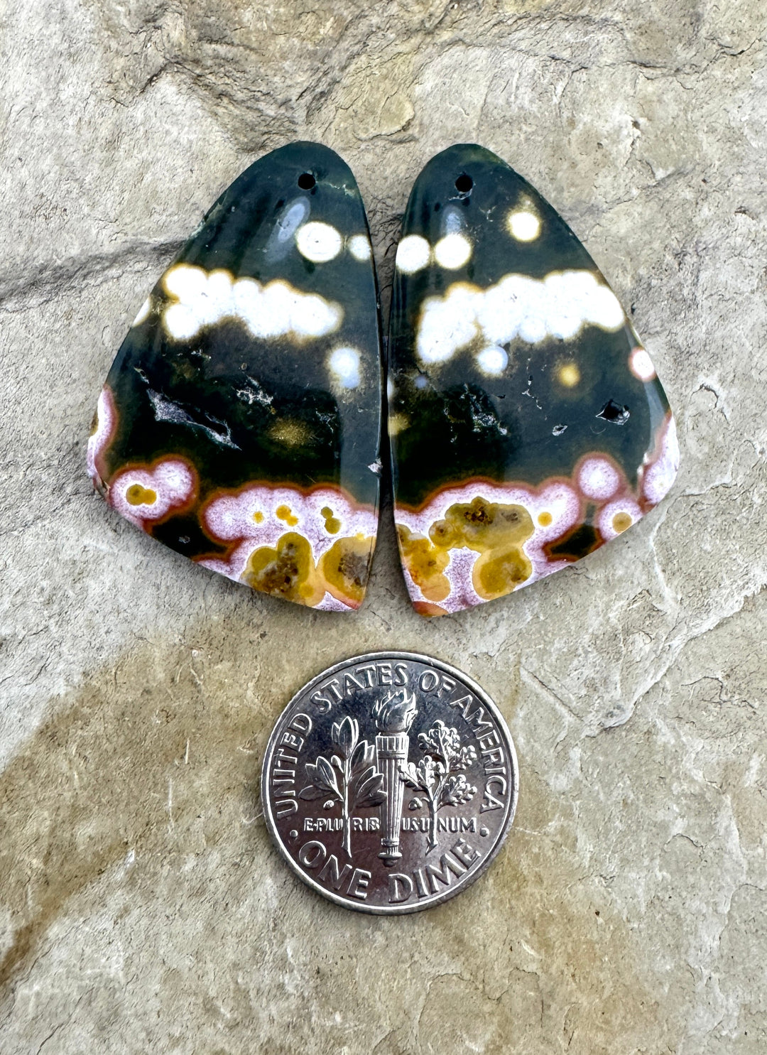 High Quality Ocean Jasper BIG Matching Earring Slab Bead