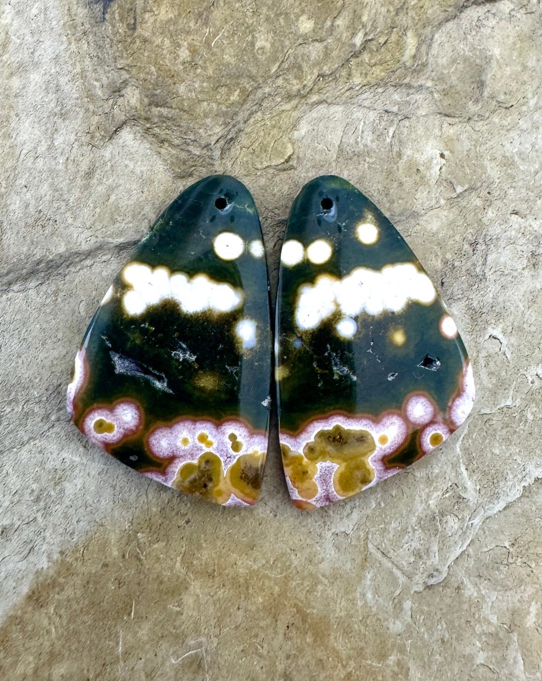 High Quality Ocean Jasper BIG Matching Earring Slab Bead