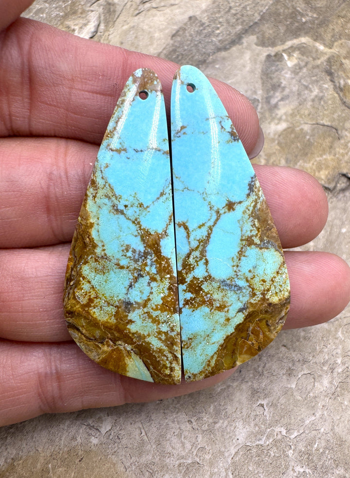 AAA + Kingman Turquoise (AZ) BIG Matching Earring Slab Bead