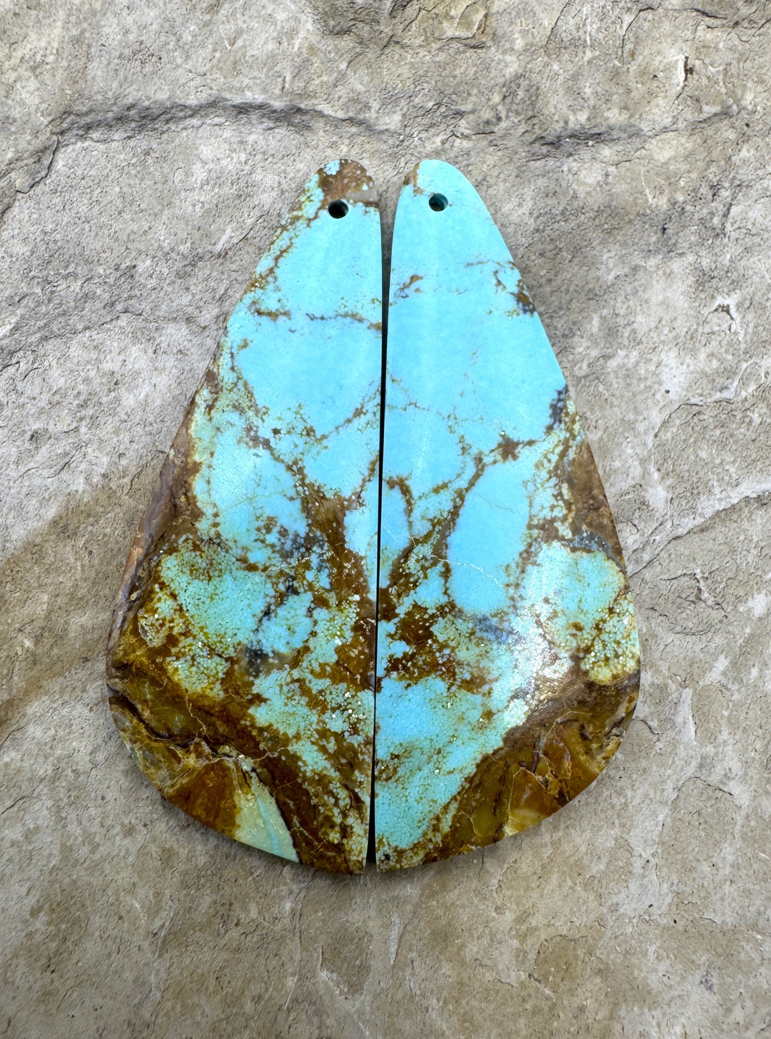 AAA + Kingman Turquoise (AZ) BIG Matching Earring Slab Bead