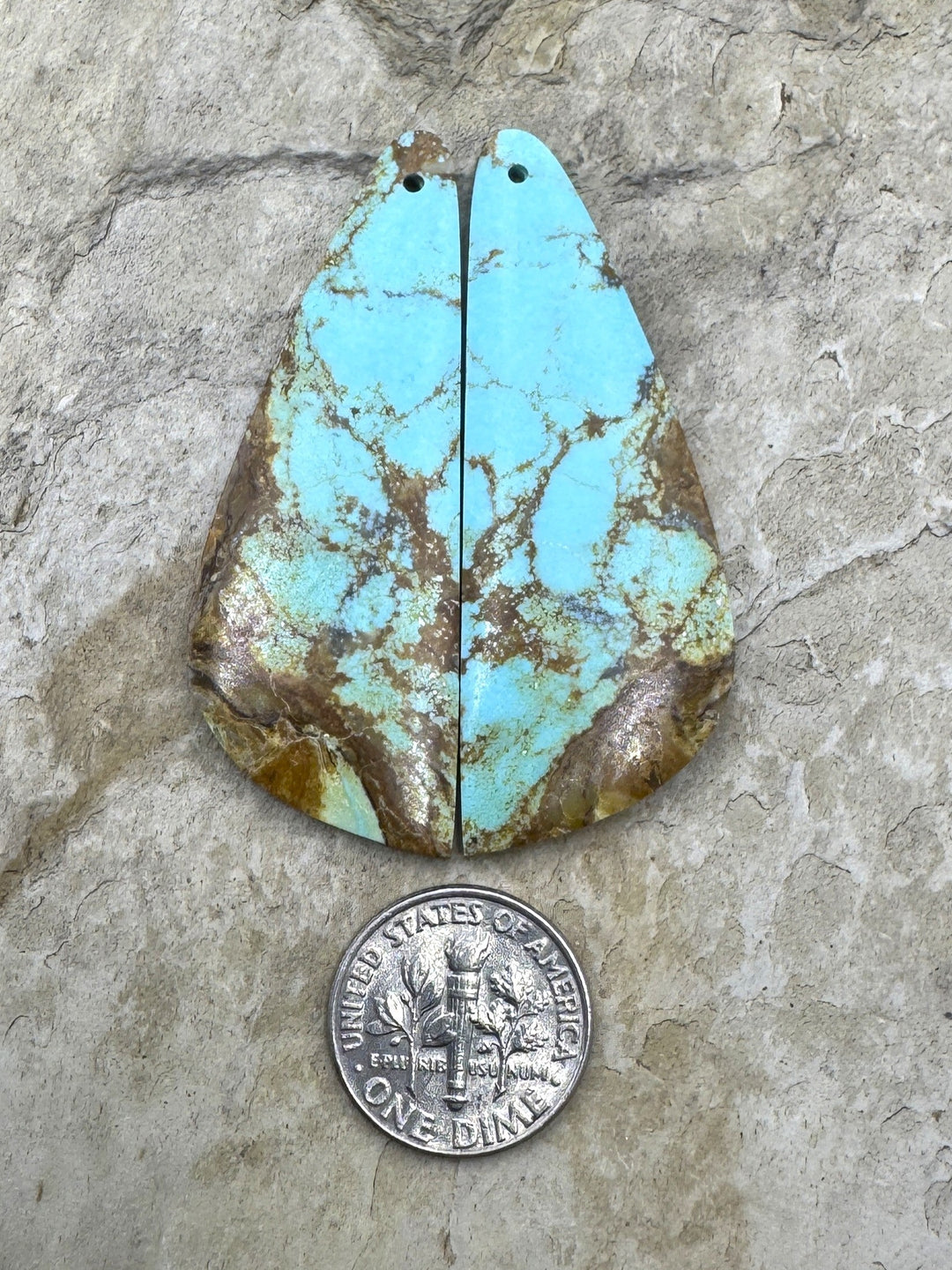 AAA + Kingman Turquoise (AZ) BIG Matching Earring Slab Bead