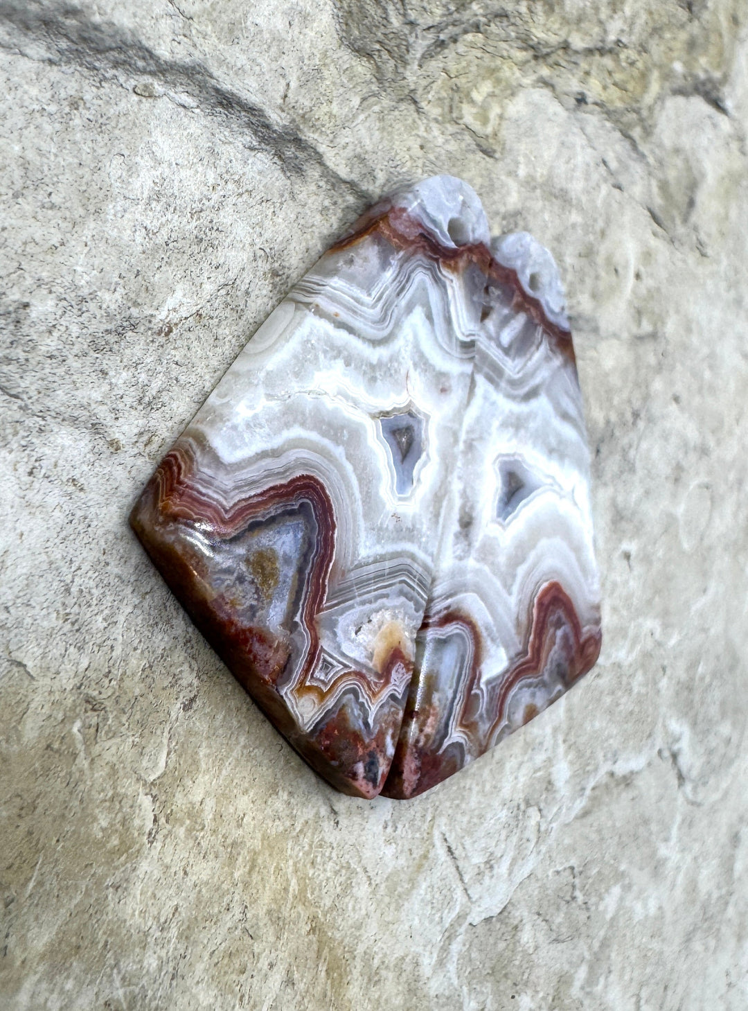 AAA+ Laguna Lace Agate (Mexico) Earring Bead Slab Pair
