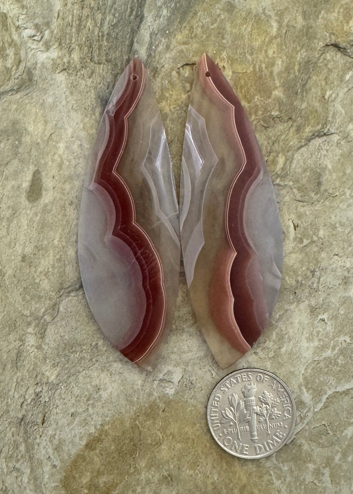 AAA+ Laguna Lace Agate (Mexico) HUGE Earring Bead Slab Pair