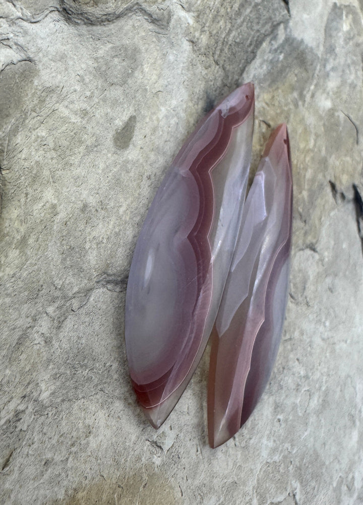 AAA+ Laguna Lace Agate (Mexico) HUGE Earring Bead Slab Pair