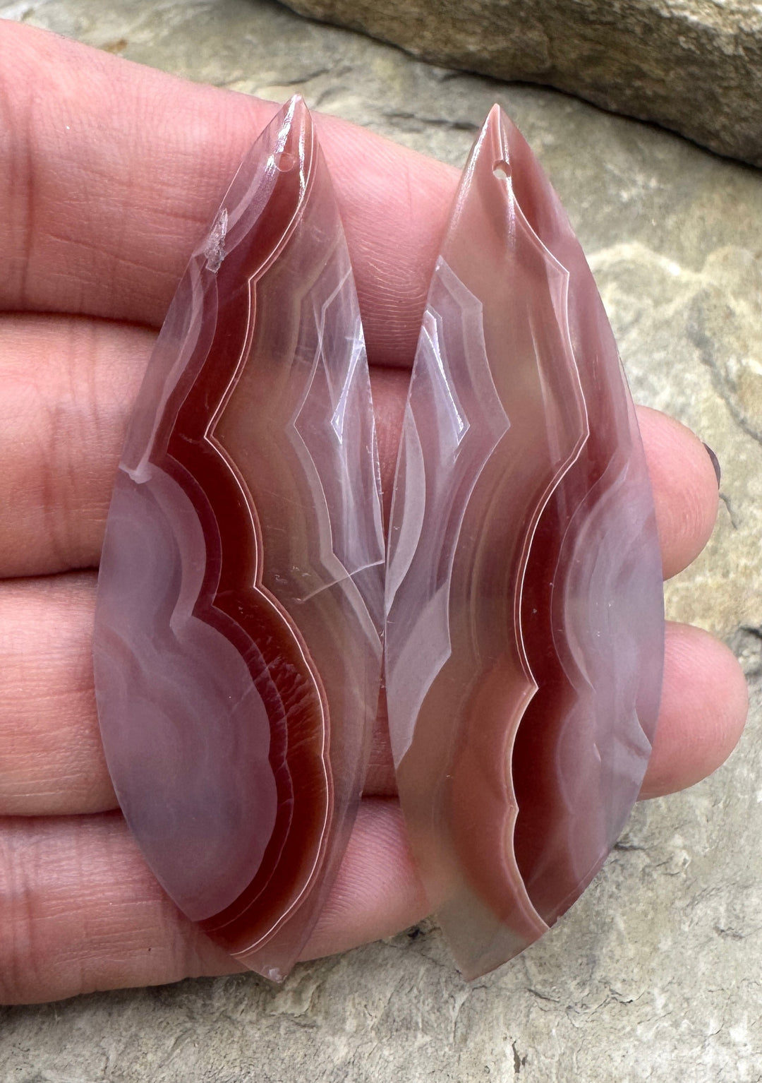 AAA+ Laguna Lace Agate (Mexico) HUGE Earring Bead Slab Pair