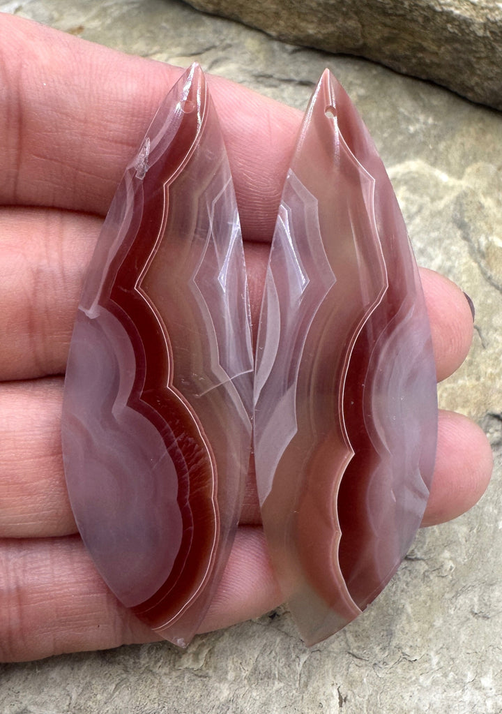 AAA+ Laguna Lace Agate (Mexico) HUGE Earring Bead Slab Pair