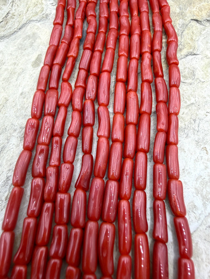 AAA+ Natural Mediterranean Oxblood Red Coral Branch Beads