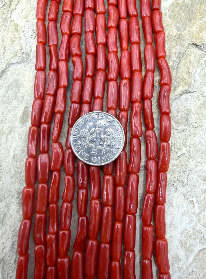 AAA+ Natural Mediterranean Oxblood Red Coral Branch Beads