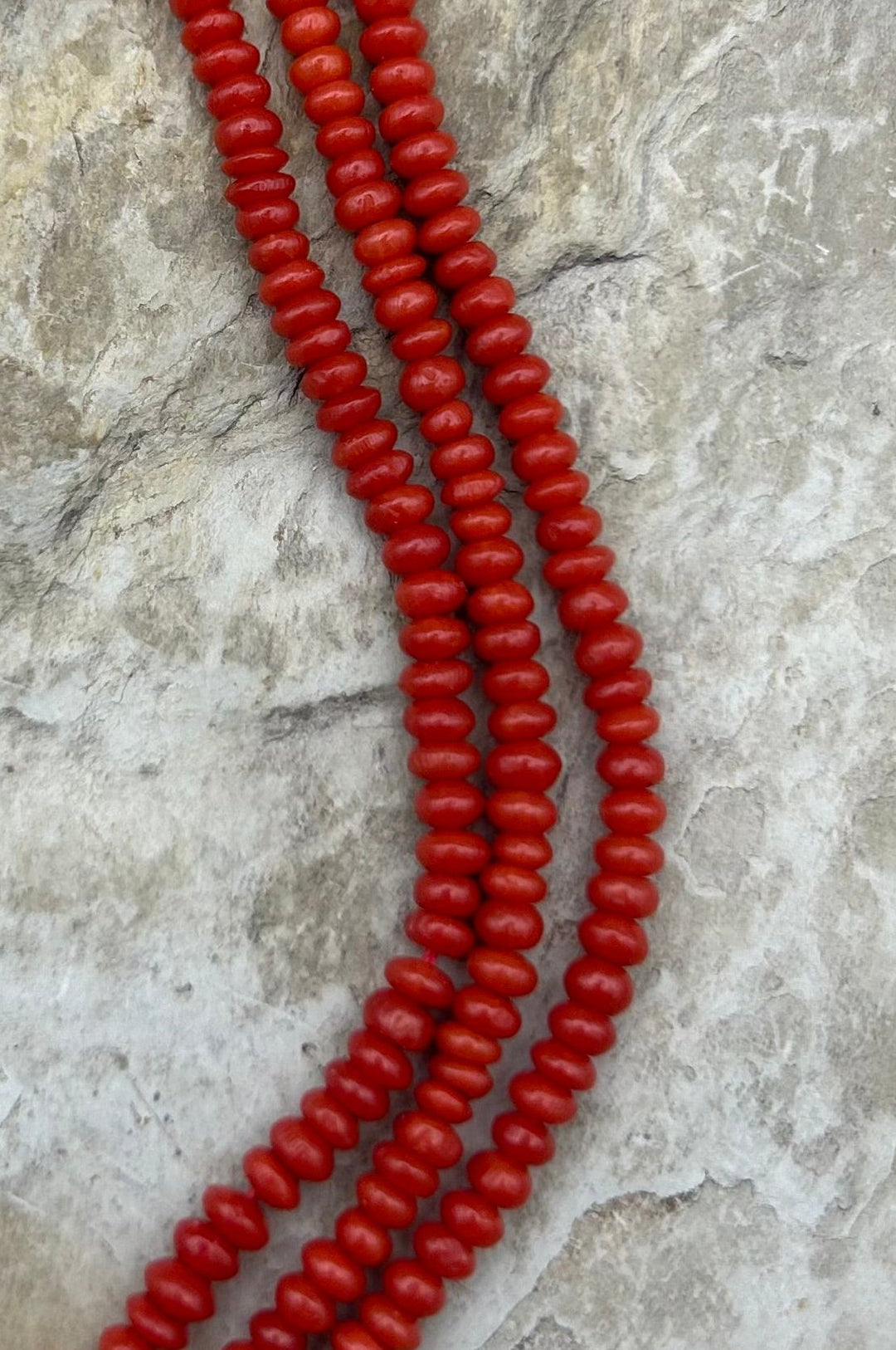 AAA+ Natural Mediterranean Red Coral Rondelle Beads 4mm
