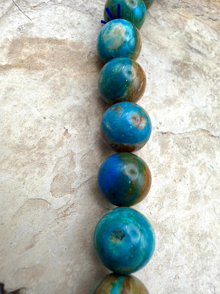 AAA+ Peruvian Blue Opal 11.5mm Round Beads 8 Inch Strand/18