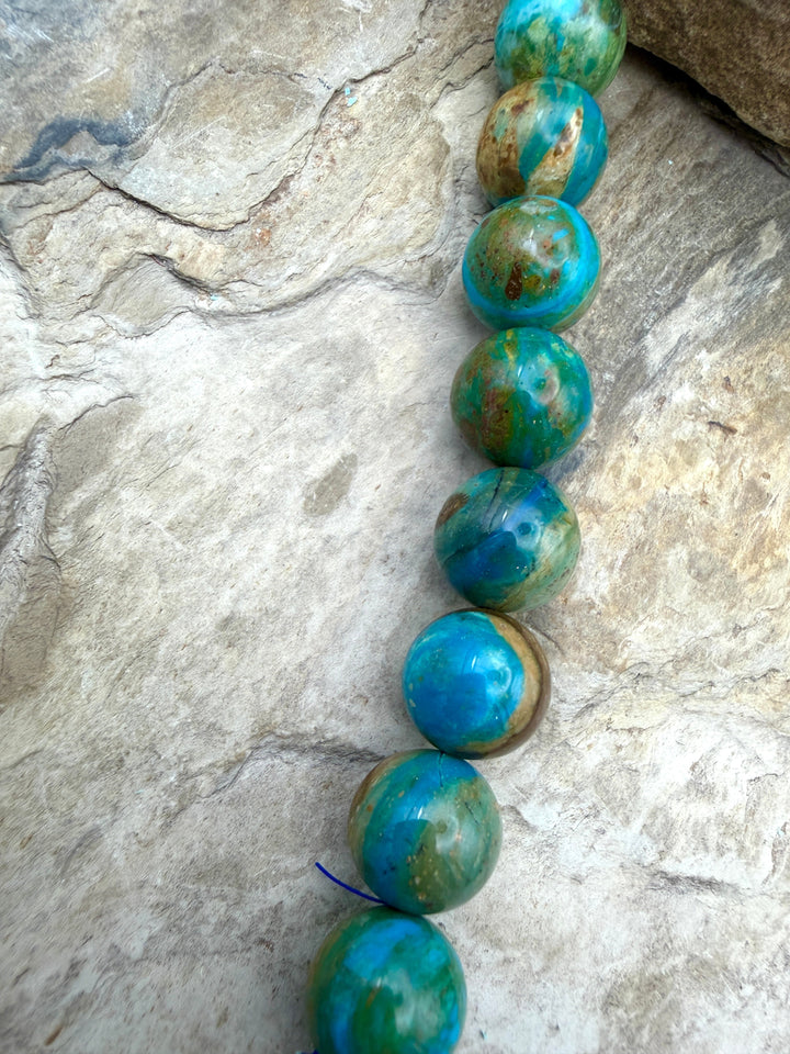 AAA+ Peruvian Blue Opal 11.5mm Round Beads 8 Inch Strand/18