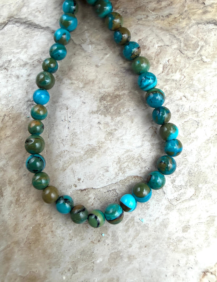 AAA+ Peruvian Blue Opal 4.5-5mm Round Beads 7.5 Inch