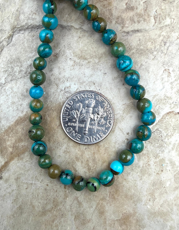 AAA+ Peruvian Blue Opal 4.5-5mm Round Beads 7.5 Inch