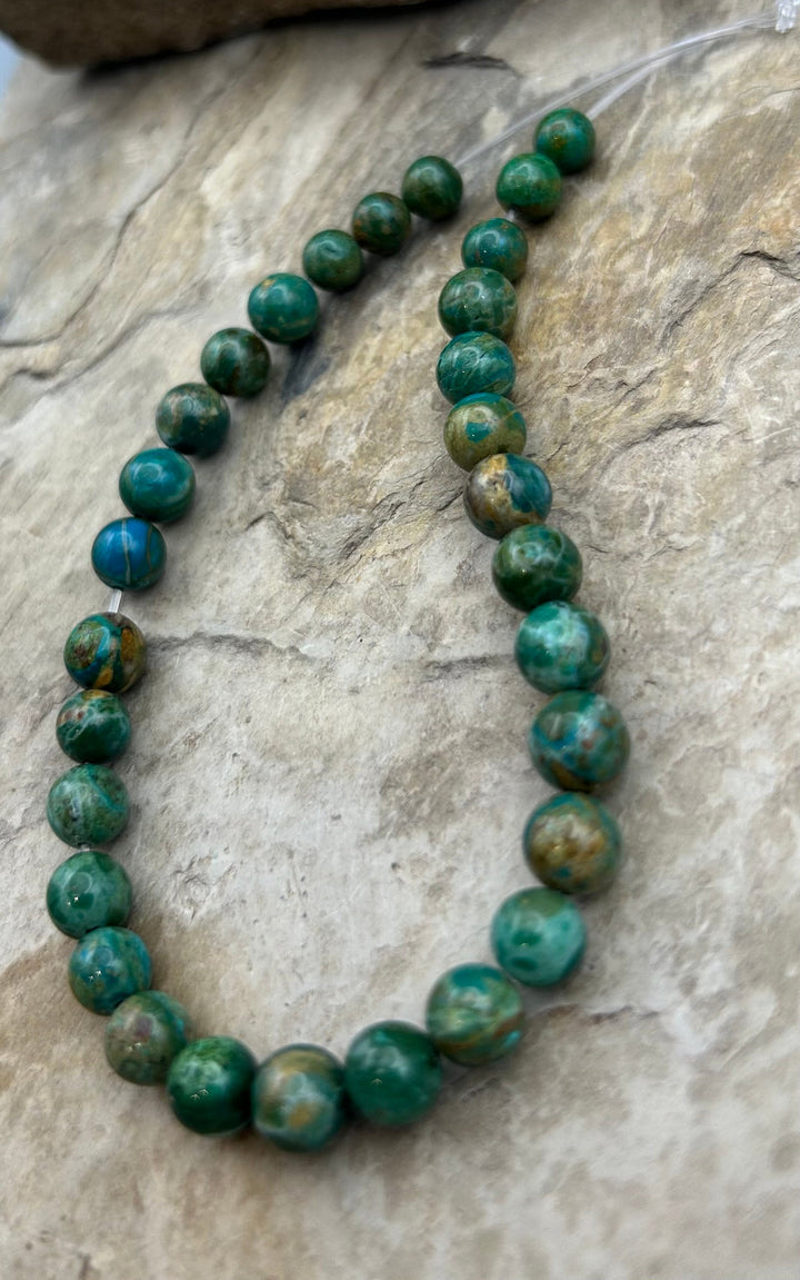 AAA+ Peruvian Blue Opal 7-7.5mm Round Beads 8.5 Inch