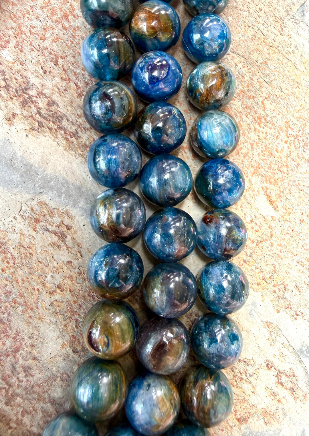 AAA+ Premium Blue Kyanite 10mm Round Beads 38 Beads - Blue