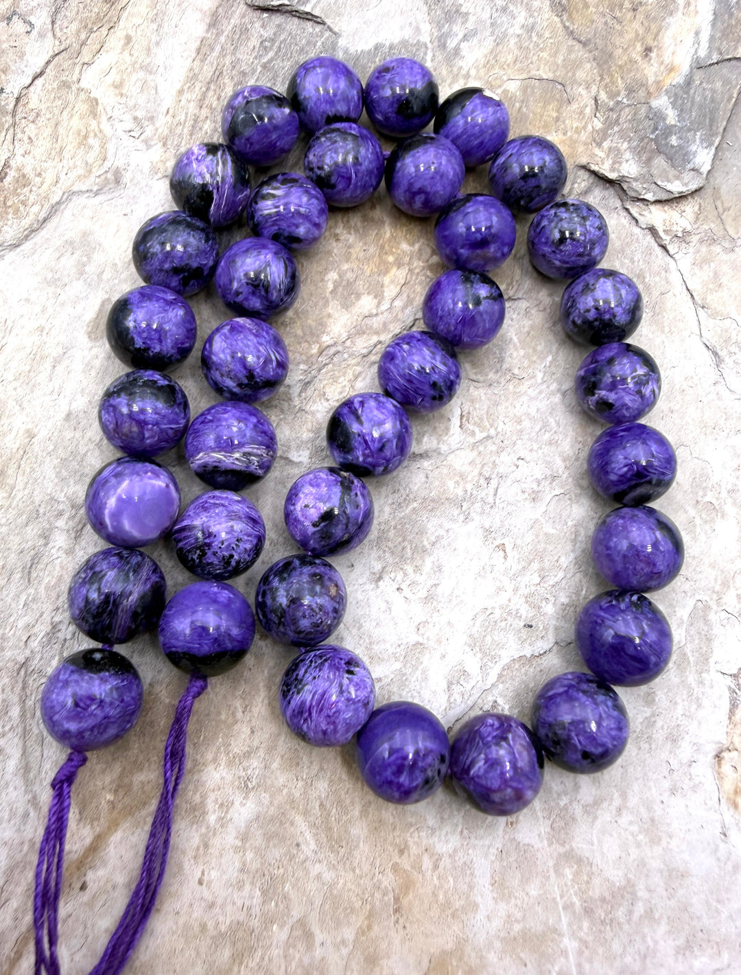 AAA+ Premium Charoite (Russia) Round Beads 11mm 16 Inch