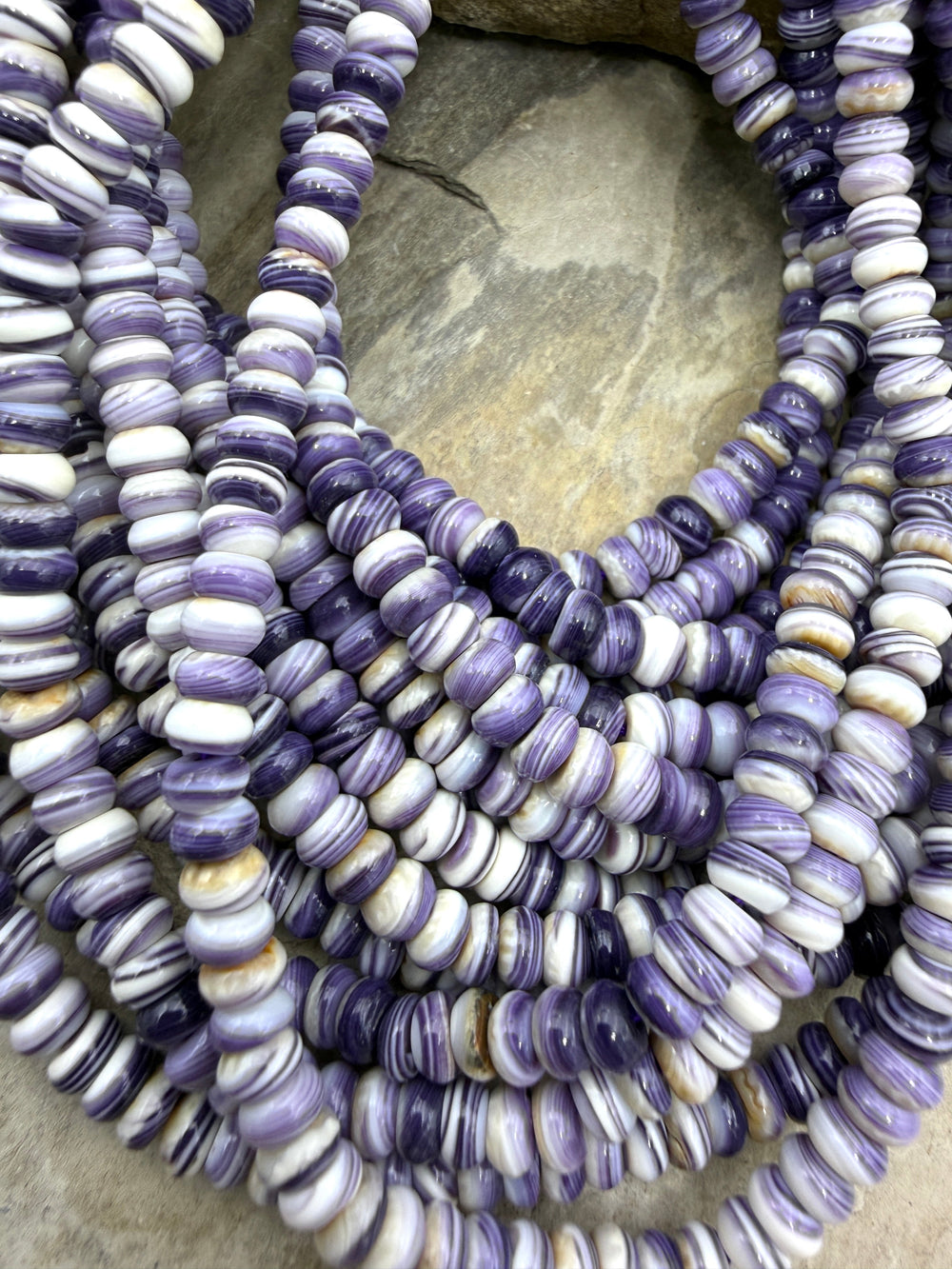 AAA+ Purple Wampum/Quahog Shell 6mm Rondelle Beads,16 Inch