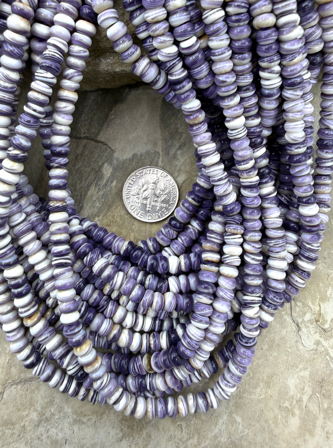 AAA+ Purple Wampum/Quahog Shell 6mm Rondelle Beads,16 Inch