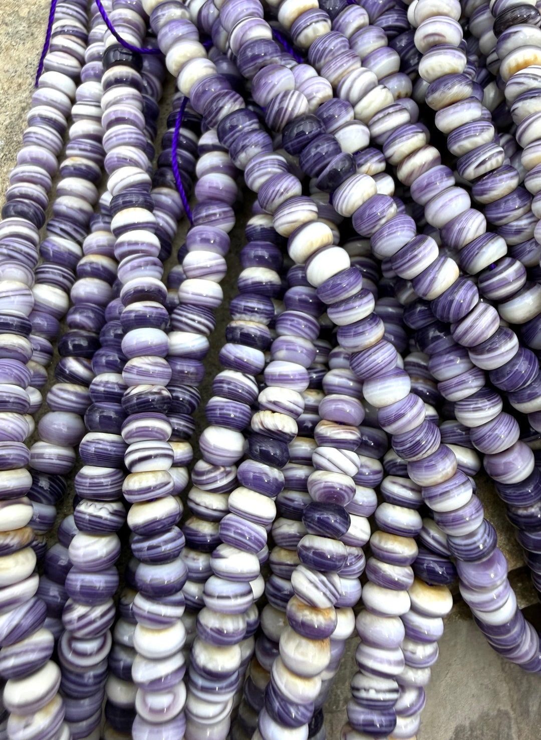 AAA+ Purple Wampum/Quahog Shell 6mm Rondelle Beads,16 Inch