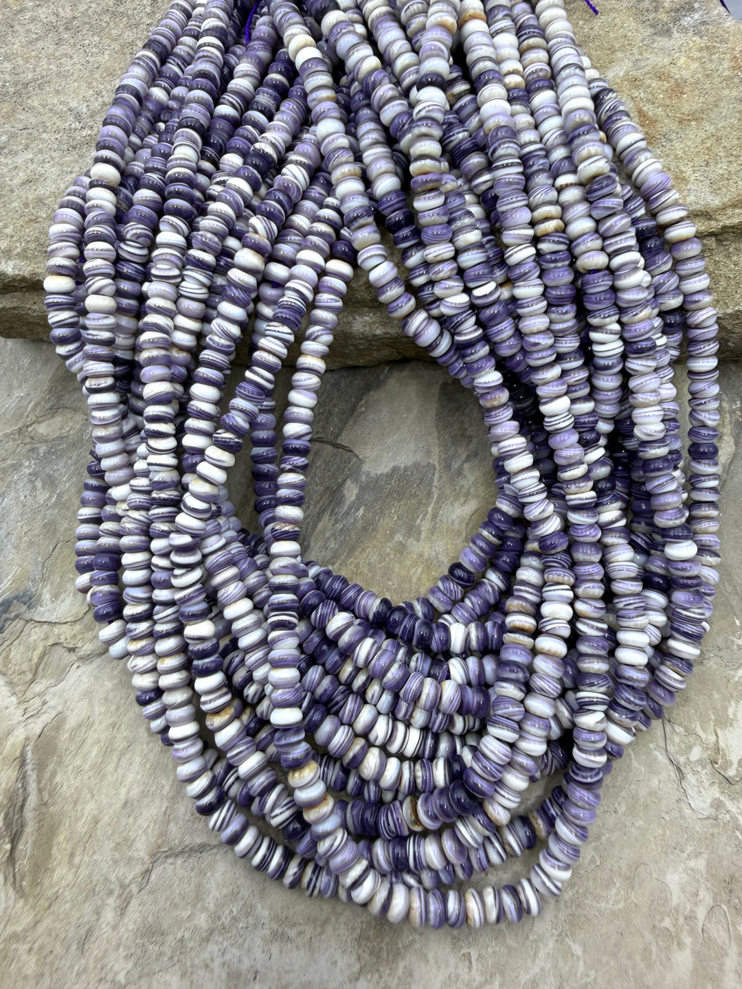 AAA+ Purple Wampum/Quahog Shell 6mm Rondelle Beads,16 Inch