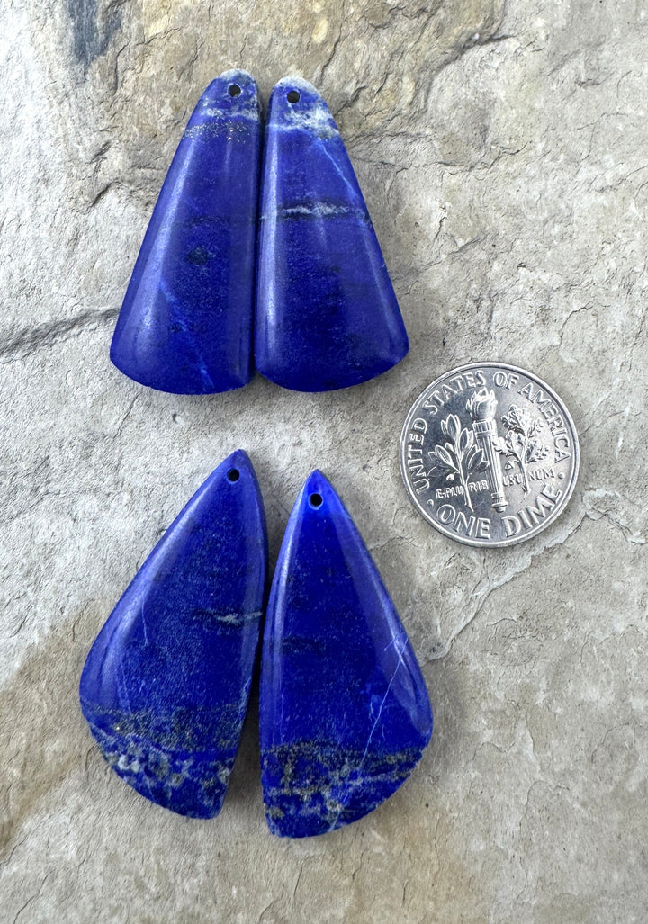 AAA + Quality Lapis Lazuli Matching Earring Bead Slab Pair
