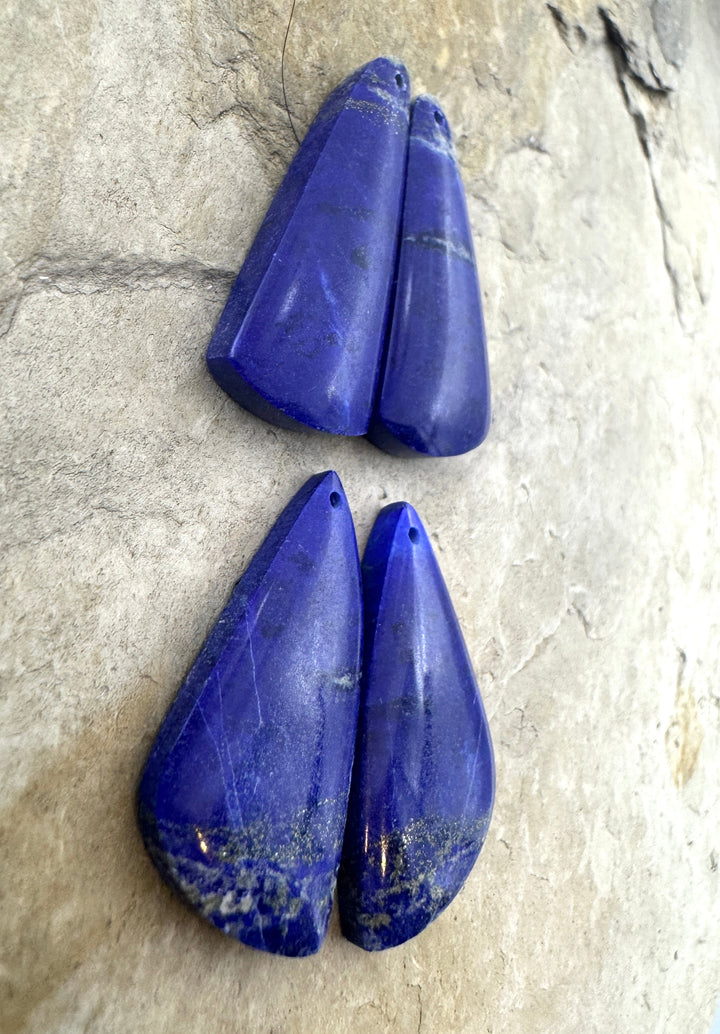 AAA + Quality Lapis Lazuli Matching Earring Bead Slab Pair