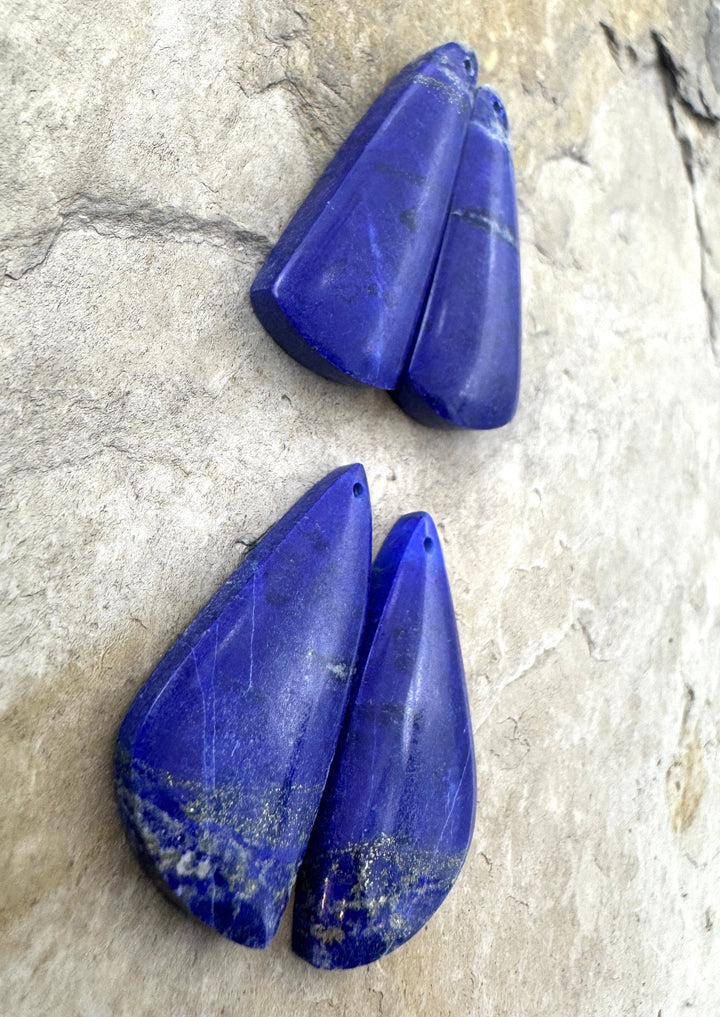 AAA + Quality Lapis Lazuli Matching Earring Bead Slab Pair