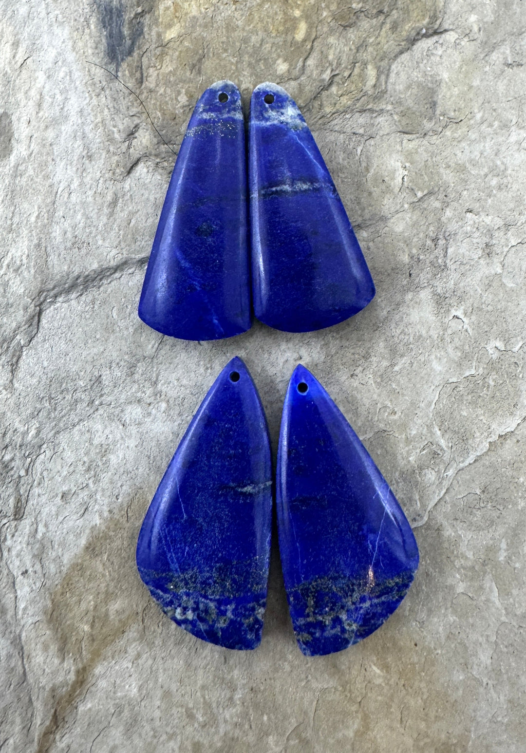 AAA + Quality Lapis Lazuli Matching Earring Bead Slab Pair