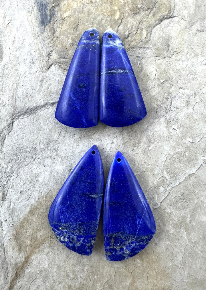 AAA + Quality Lapis Lazuli Matching Earring Bead Slab Pair