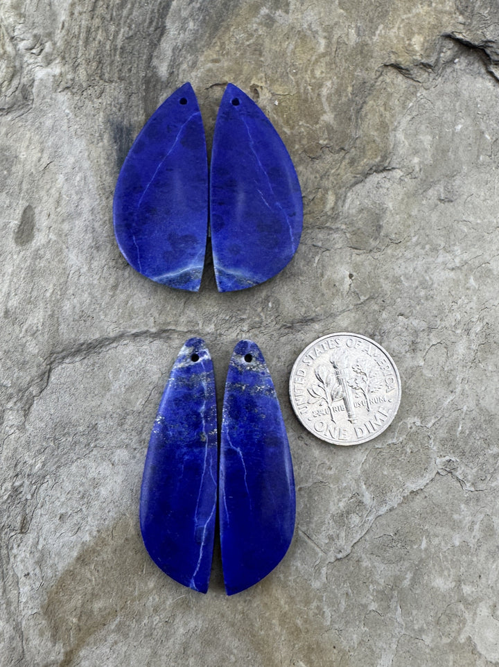 AAA + Quality Lapis Lazuli Matching Earring Bead Slab Pair