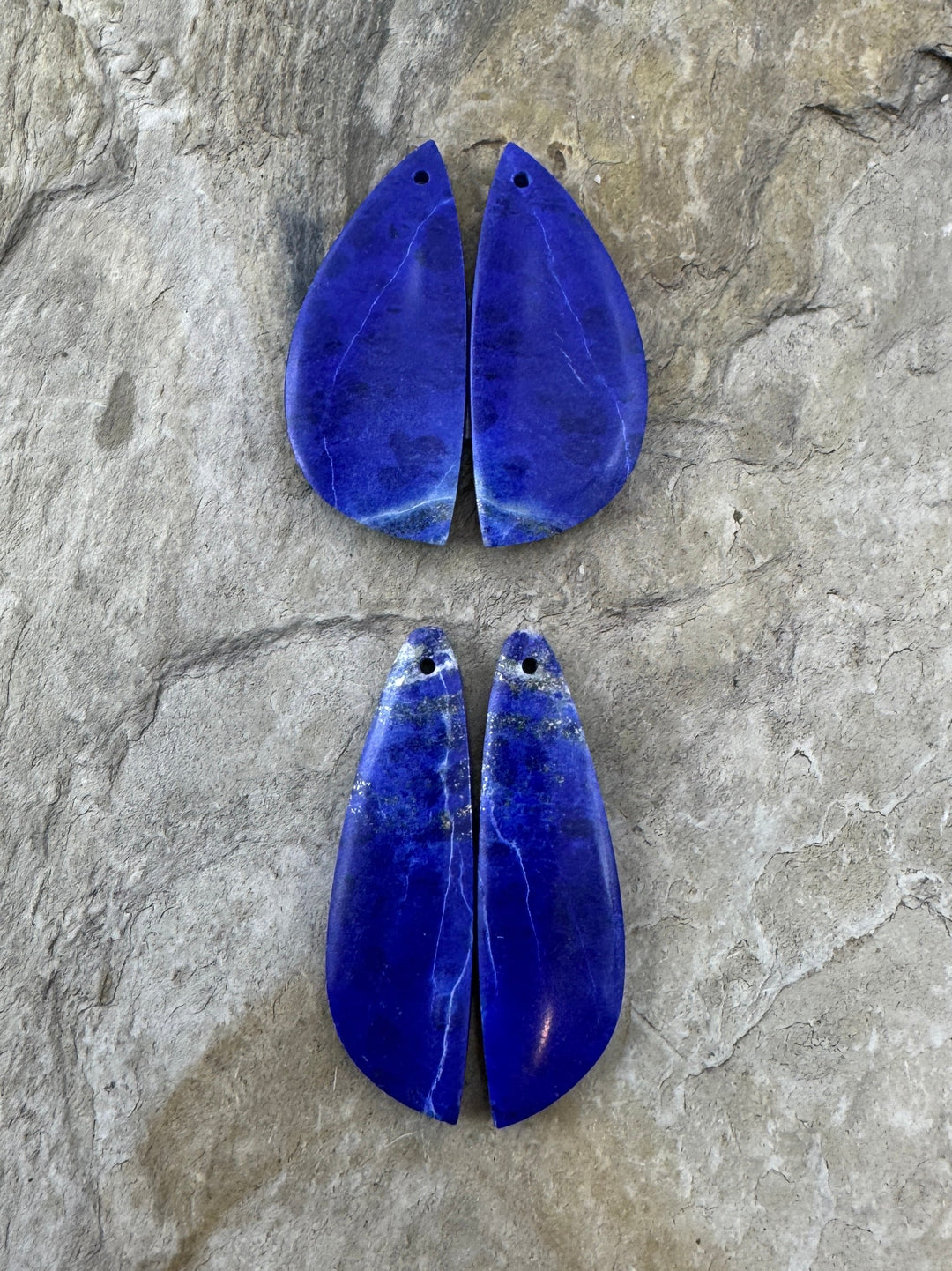AAA + Quality Lapis Lazuli Matching Earring Bead Slab Pair