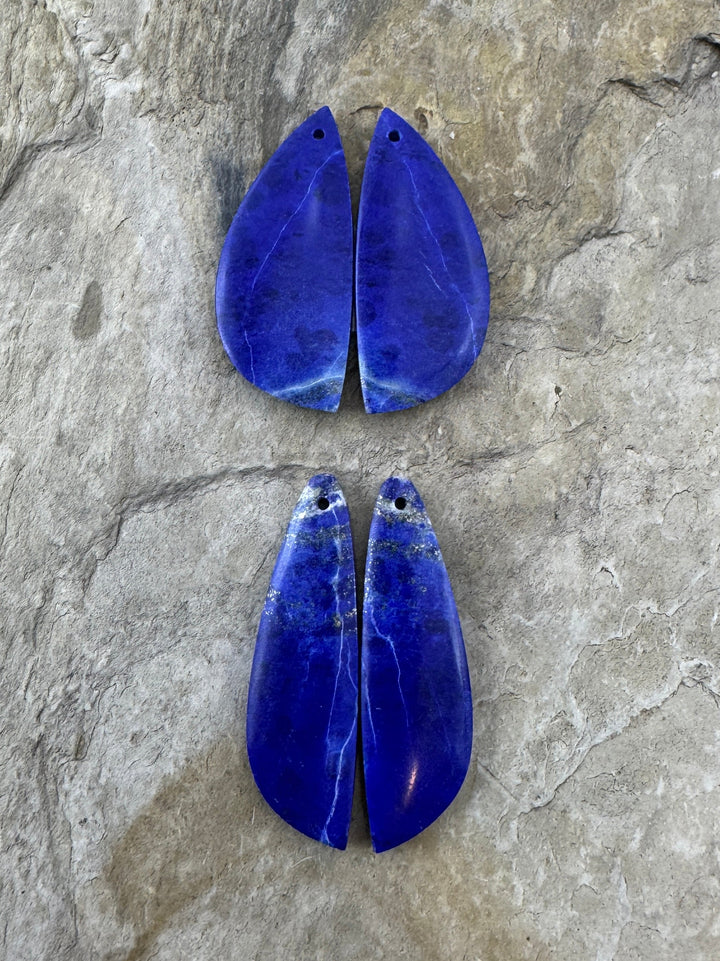 AAA + Quality Lapis Lazuli Matching Earring Bead Slab Pair