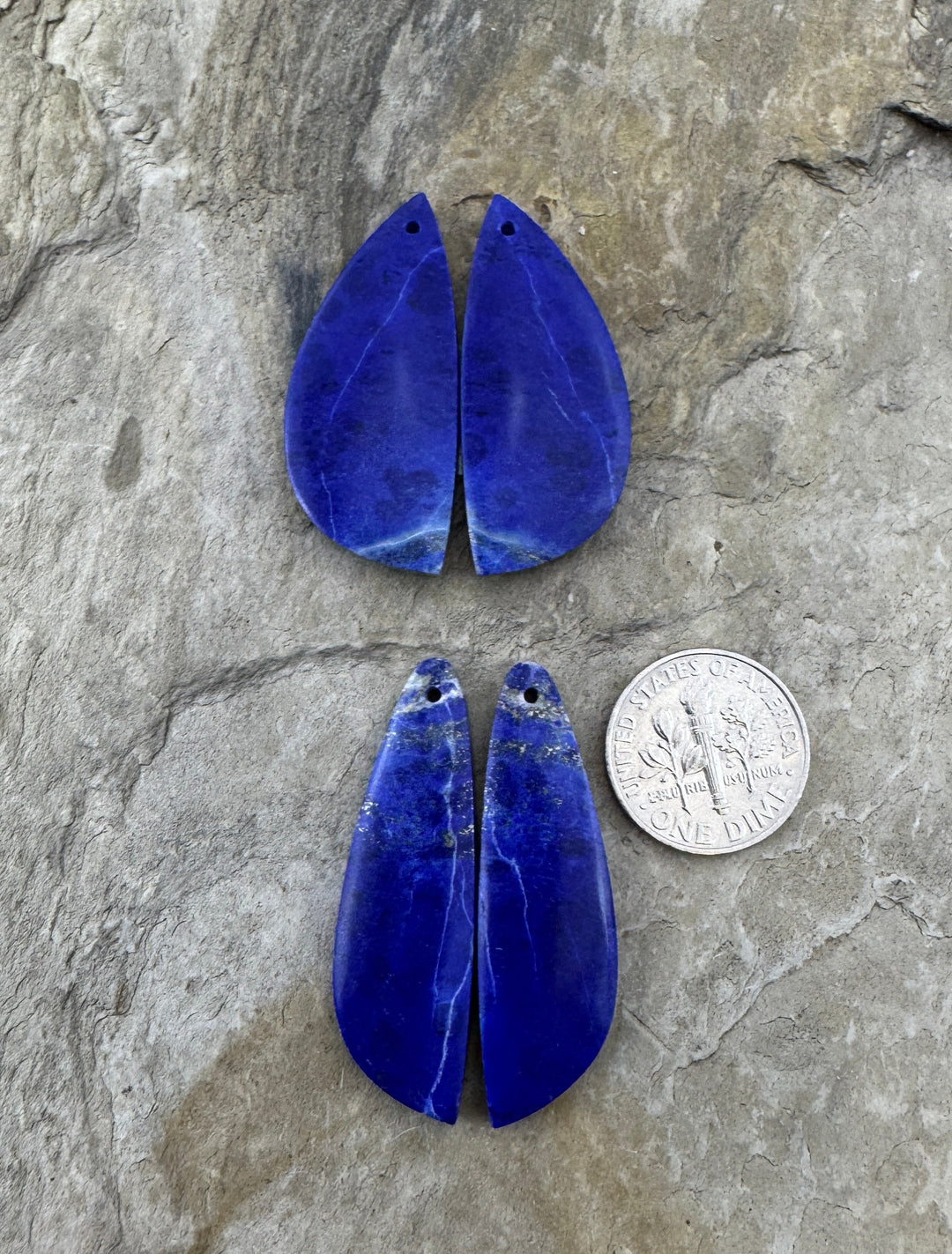 AAA + Quality Lapis Lazuli Matching Earring Bead Slab Pair