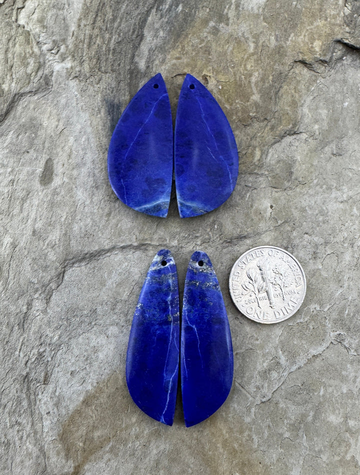 AAA + Quality Lapis Lazuli Matching Earring Bead Slab Pair