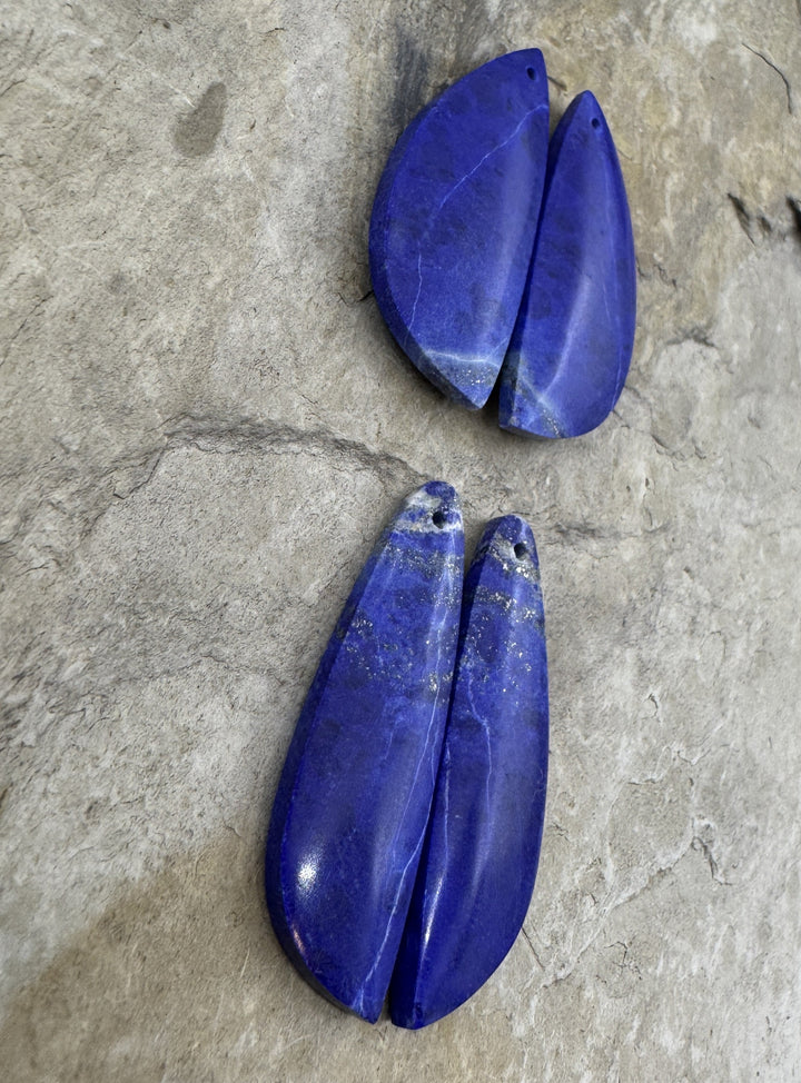 AAA + Quality Lapis Lazuli Matching Earring Bead Slab Pair