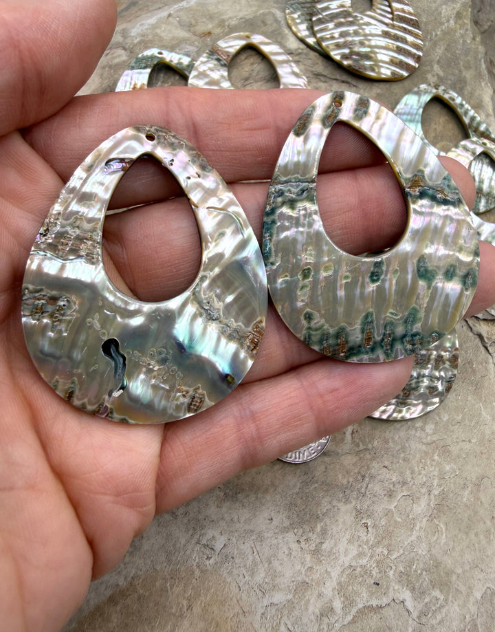 Abalone Shell BIG Earring Slab Bead Pair 40x50mm One Pair