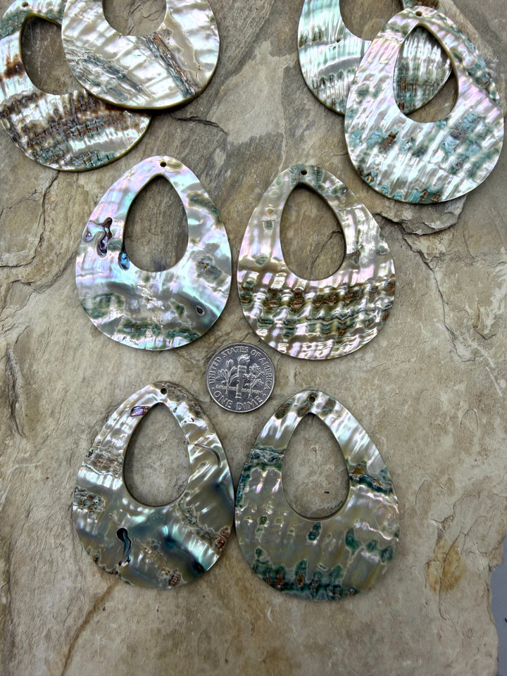 Abalone Shell BIG Earring Slab Bead Pair 40x50mm One Pair