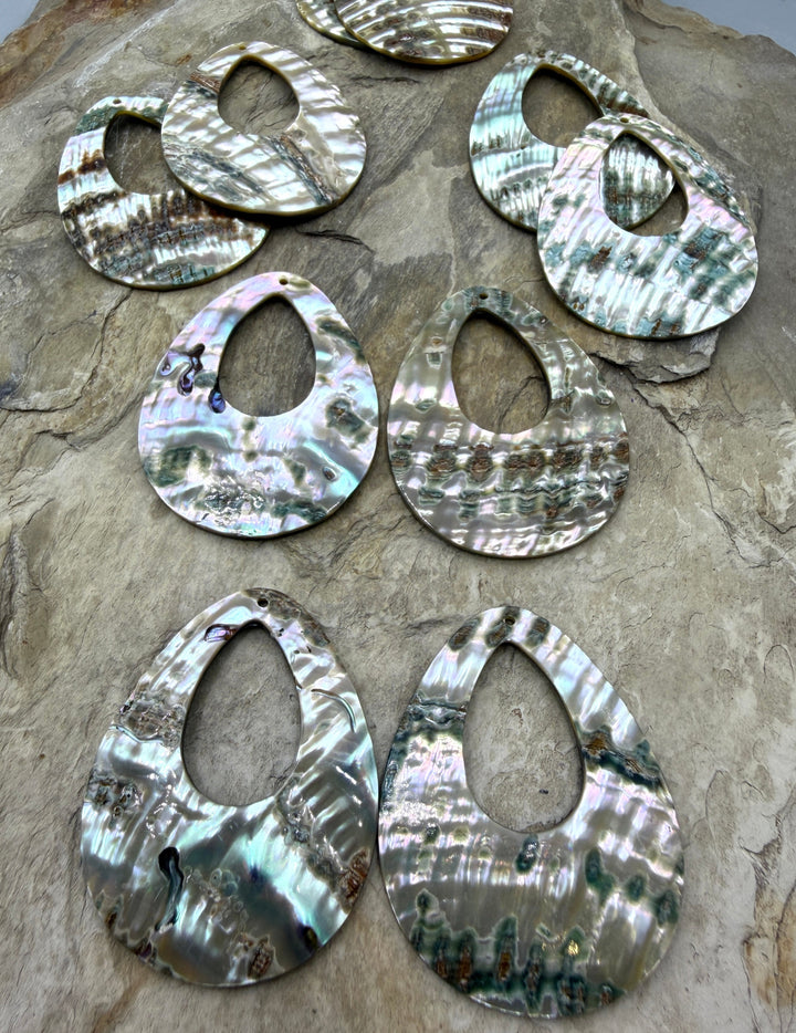 Abalone Shell BIG Earring Slab Bead Pair 40x50mm One Pair