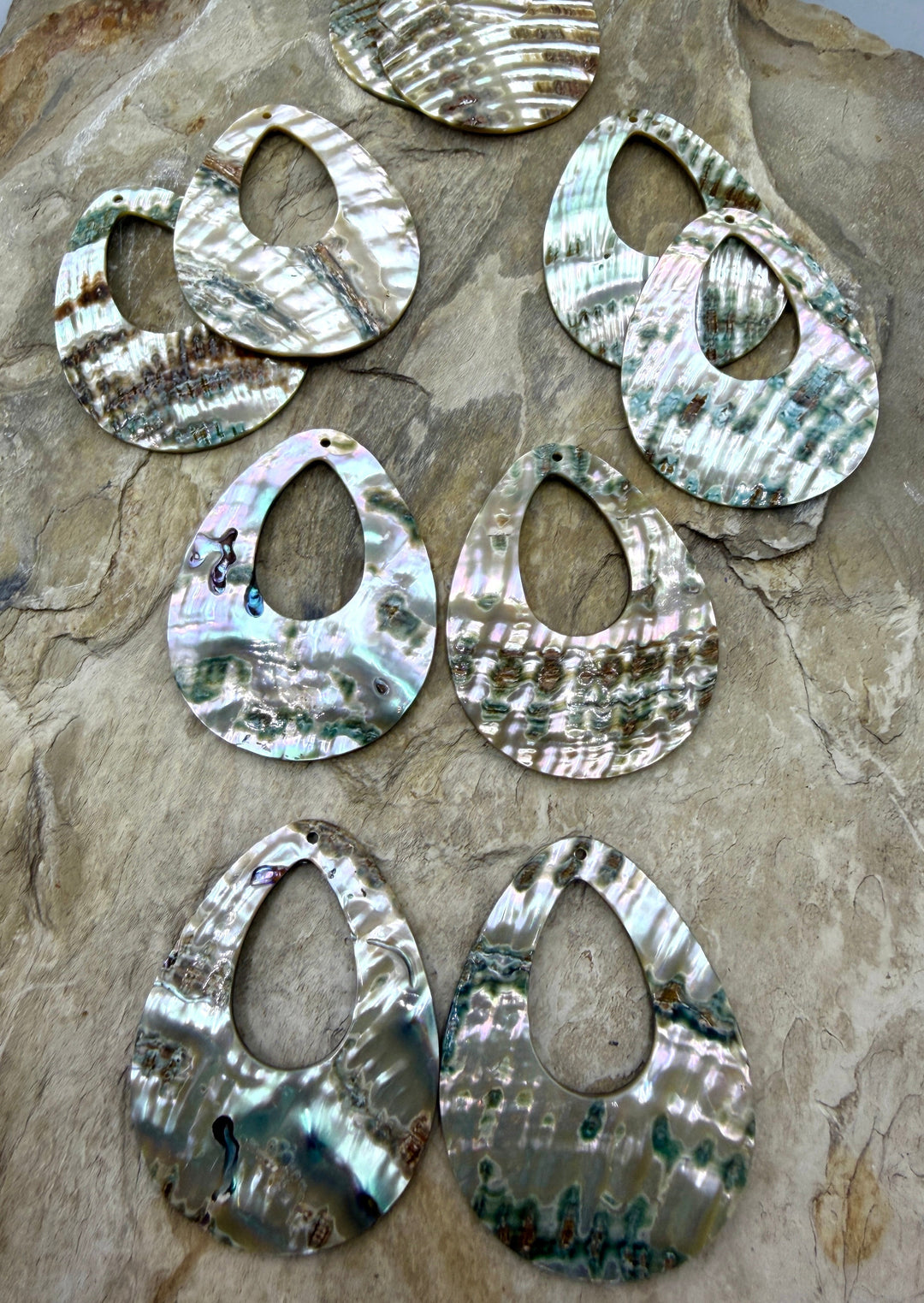Abalone Shell BIG Earring Slab Bead Pair 40x50mm One Pair