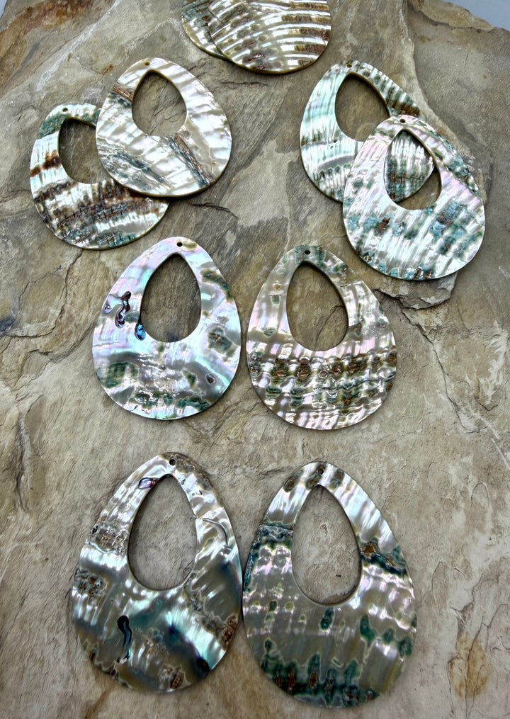 Abalone Shell BIG Earring Slab Bead Pair 40x50mm One Pair